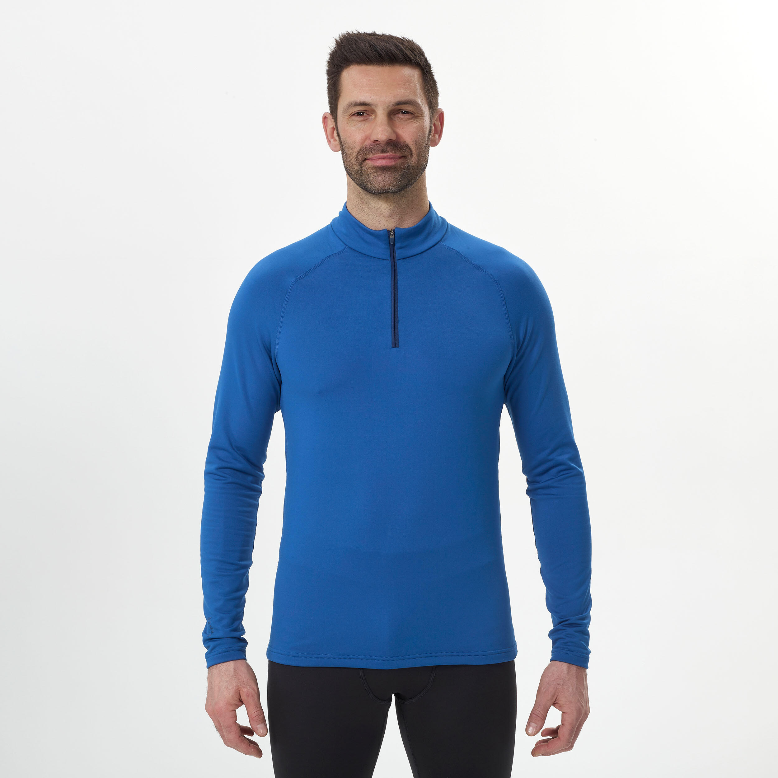 Men's thermal ski base layer top 500 1/2 Zip - Blue  5/8