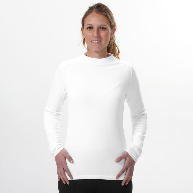 Camiseta térmica interior de esquí y nieve Mujer Wedze Ski BL100 blanco