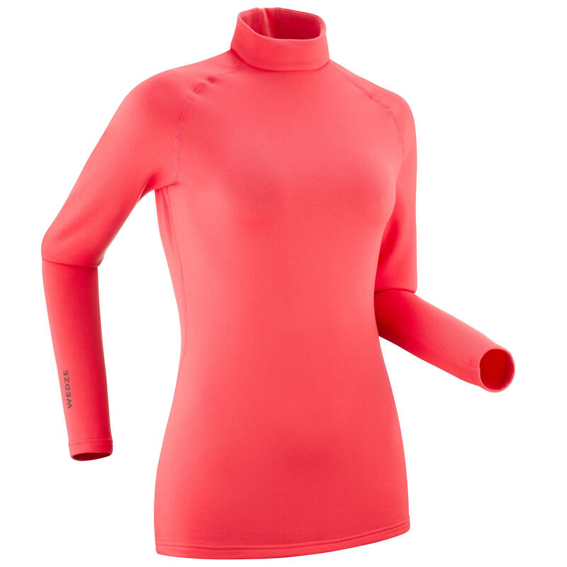 Camiseta interior térmica de esquí Mujer Wedze Ski 500 coral