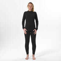 Women's Warm, Comfortable Thermal Ski Base Layer 100 - Black