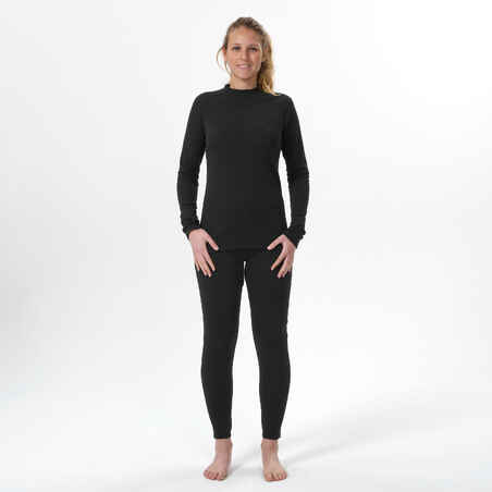 Women's Warm, Comfortable Thermal Ski Base Layer 100 - Black