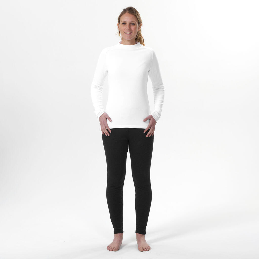 Playera interior térmica de esquí cálida y cómoda mujer, 100 blanco crudo