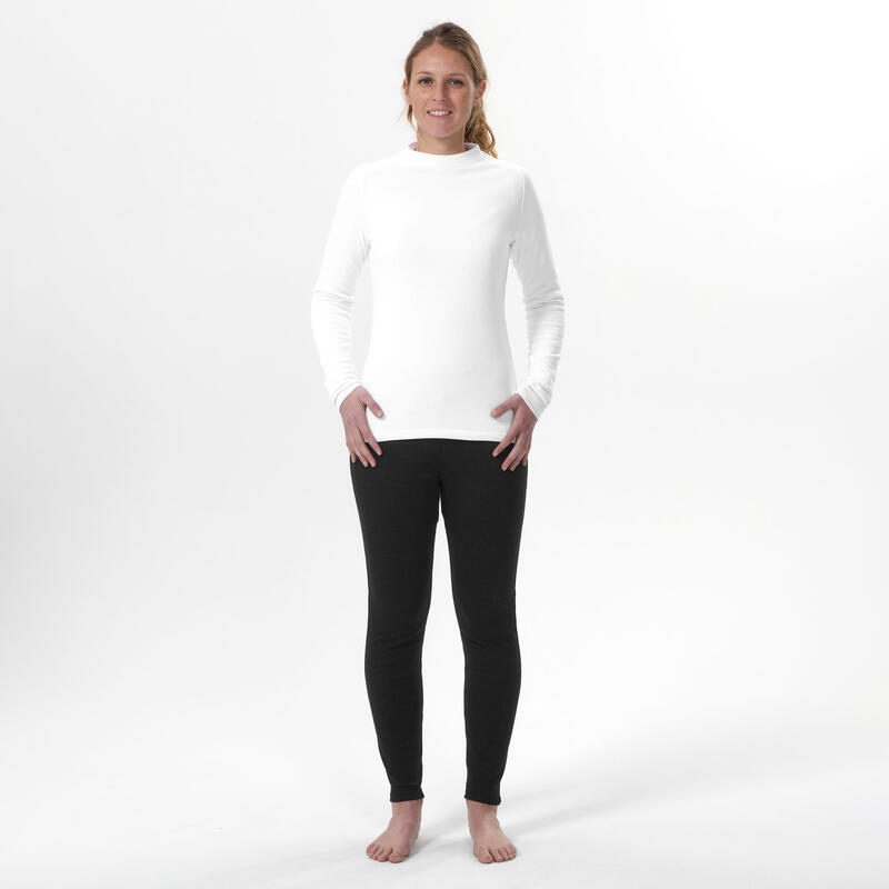 Warrm en comfortabel thermoshirt voor skiën dames 100 wit/greige