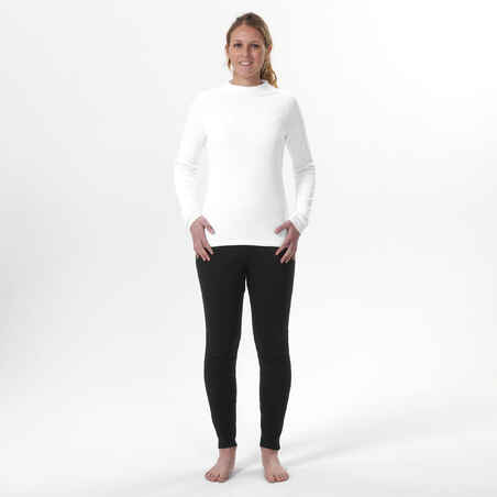 חולצת בסיס לנשים לפעילויות סקי - BL 100 - אפור-בז' לבן