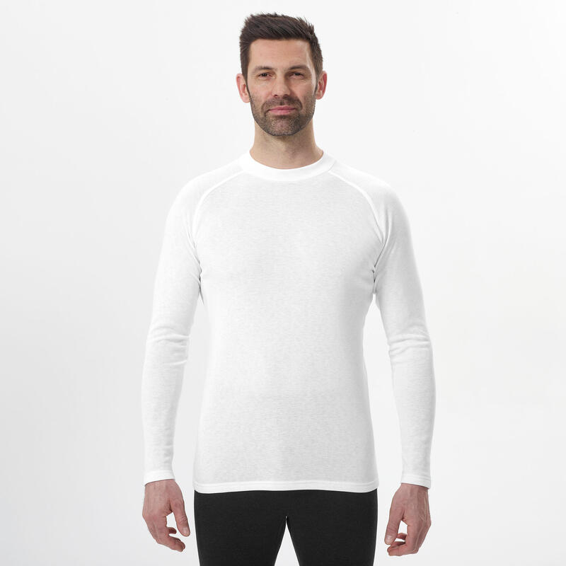 Camiseta térmica interior de esquí y nieve Hombre Wedze Ski BL100 blanco
