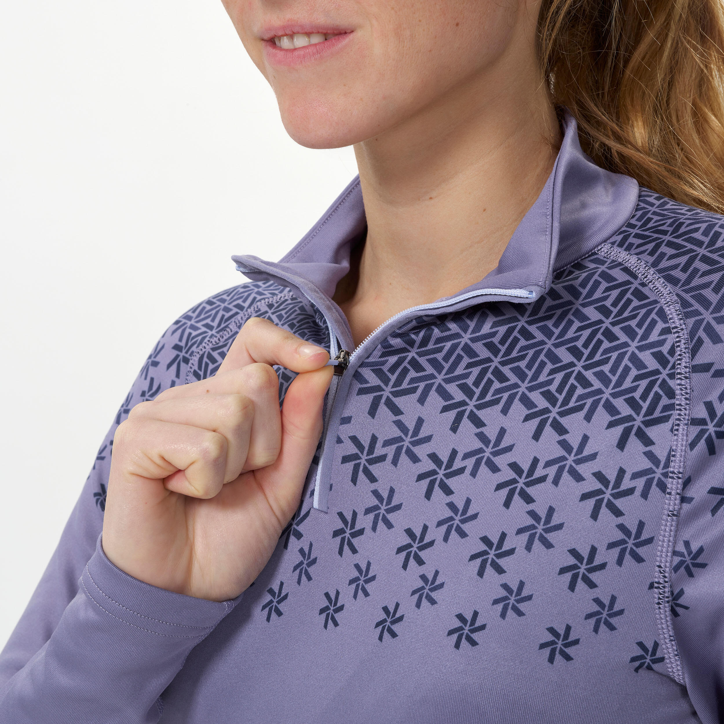 Maglia termica sci donna 500 1/2 ZIP viola 8/8