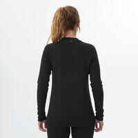 Women's Warm, Comfortable Thermal Ski Base Layer 100 - Black