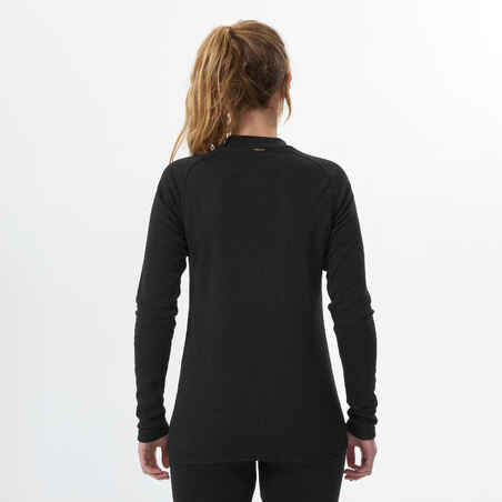 Women's Warm, Comfortable Thermal Ski Base Layer 100 - Black