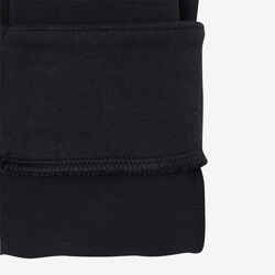 Boys' Warm Breathable Slim-Fit Zip-Pocket Cotton Gym Bottoms 500 - Black