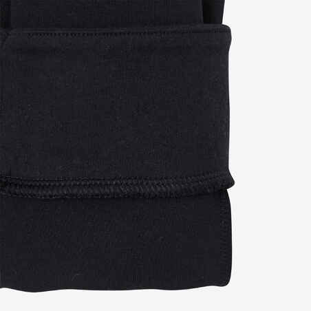 Boys' Warm Breathable Slim-Fit Zip-Pocket Cotton Gym Bottoms 500 - Black