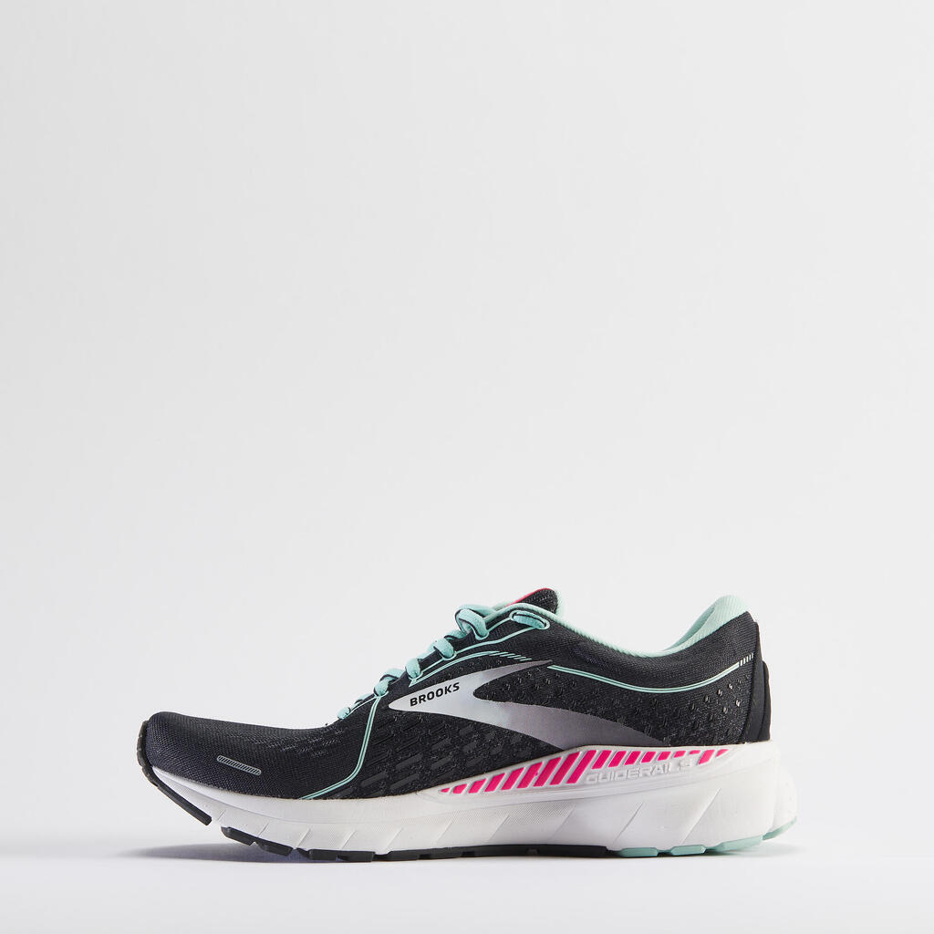 BROOKS ADRENALINE GTS 21 WOMEN'S RUNNING SHOES - BLACK / GREEN