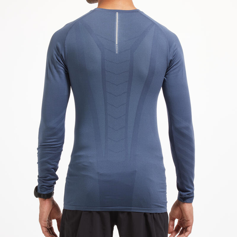 HARDLOOPSHIRT MET LANGE MOUWEN VOOR HEREN SKINCARE WINTER leisteenblauw