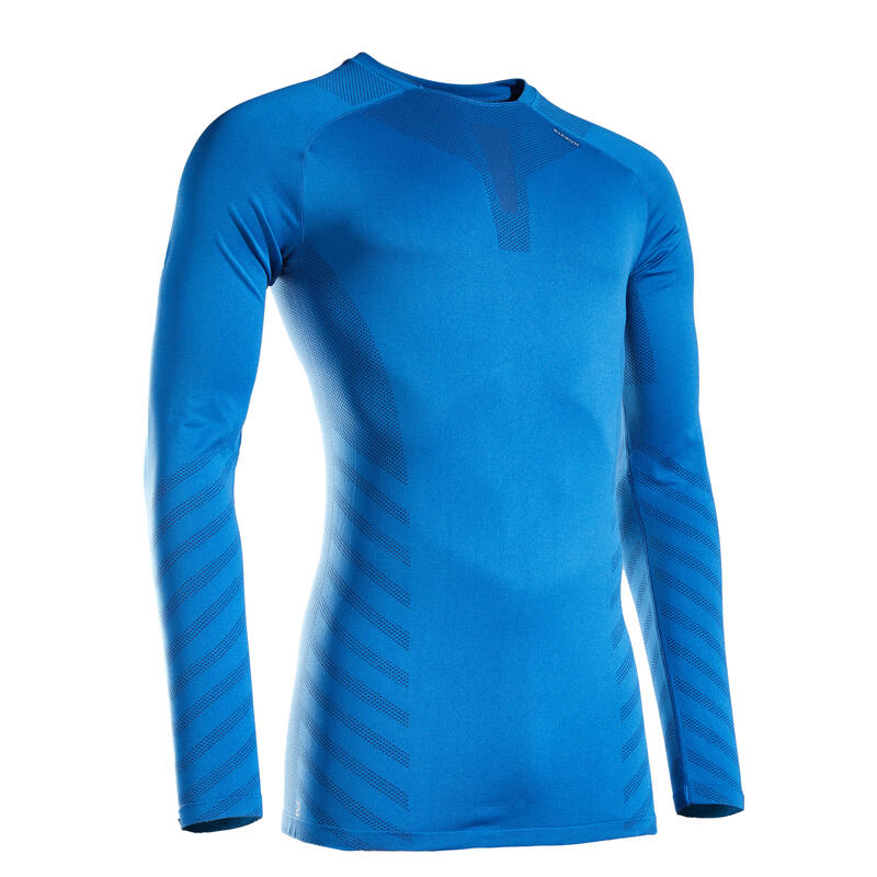 T-shirt de running manches longues slim Homme - KIPRUN Run 500 Sans couture Bleu