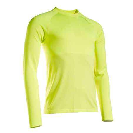  KIPRUN CARE MEN'S BREATHABLE LONG-SLEEVED RUNNING T-SHIRT - YELLOW