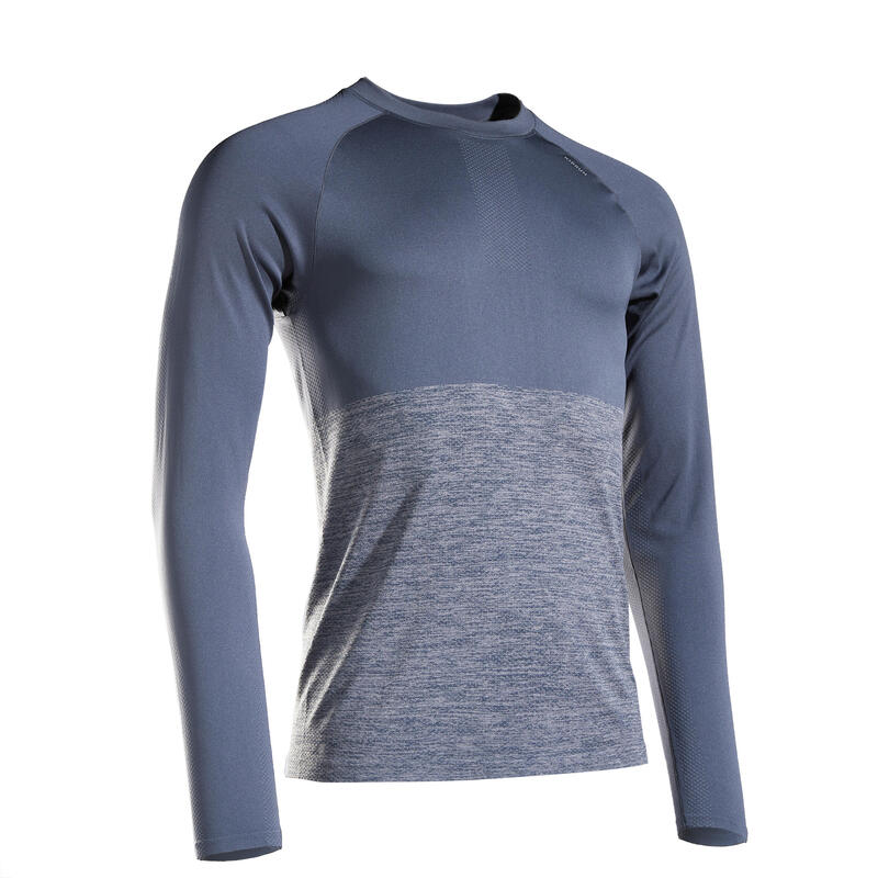 T-SHIRT RUNNING HOMME RESPIRANT MANCHE LONGUE KIPRUN CARE GRIS EDITION LIMITE