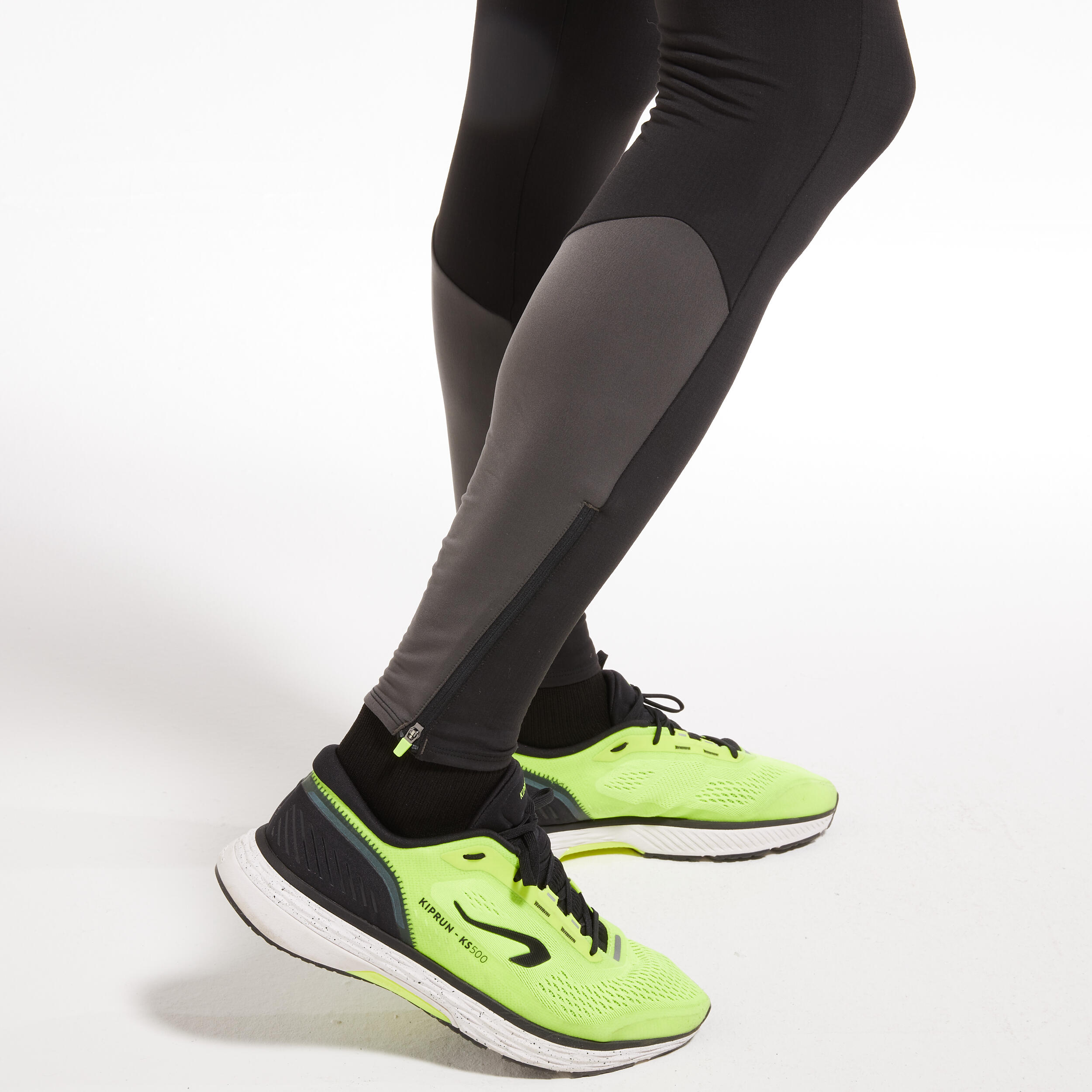 Men's Running Leggings - Warm Black/Grey - KIPRUN