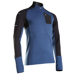 KIPRUM WARM LIGHT MEN'S LS WINTER RUNNING T-SHIRT BLACK BLUE