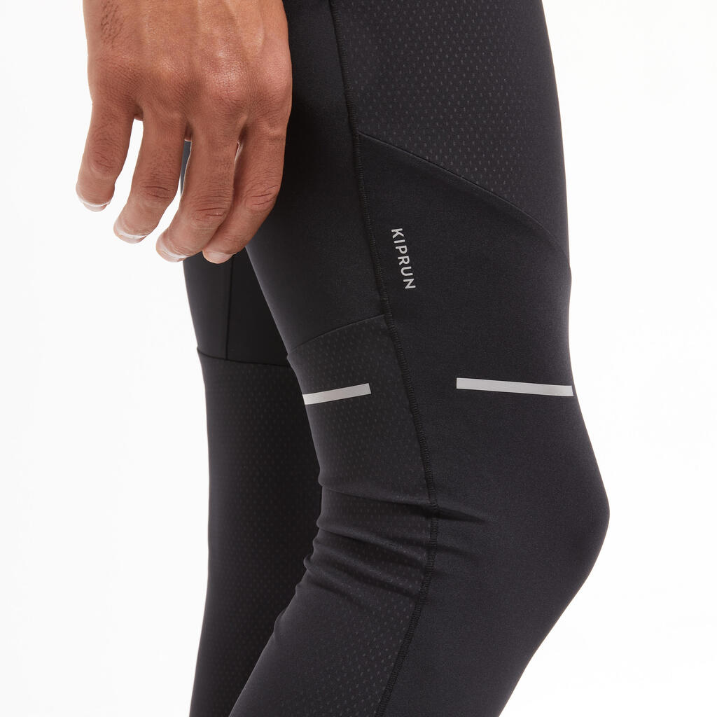 Laufhose lang Tights Kiprun Dry Herren schwarz