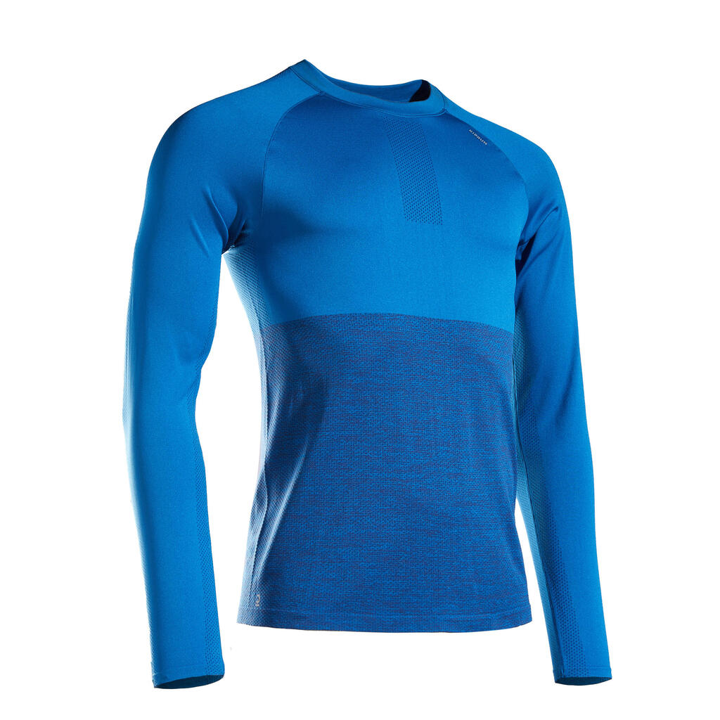 T-shirt de running manches longues Homme - KIPRUN Run 500 Sans couture Bleu