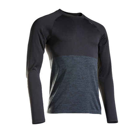 KIPRUN CARE MEN'S LONG-SLEEVED BREATHABLE RUNNING T-SHIRT-BLACK