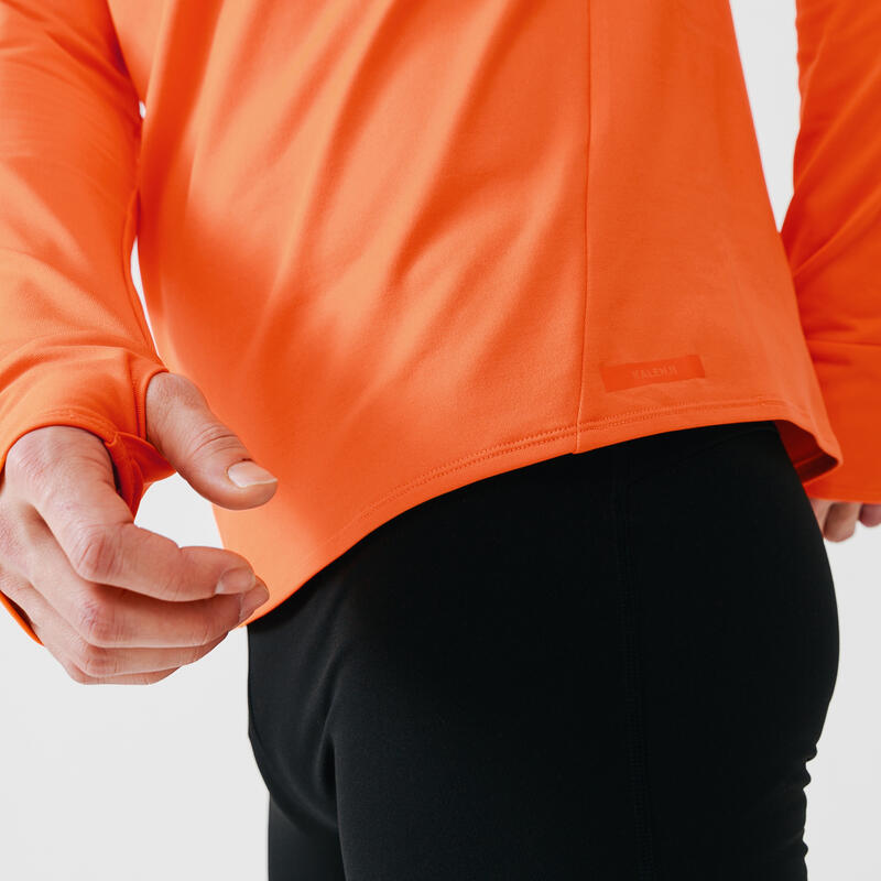 Pánské běžecké tričko s dlouhým rukávem a zipem u krku/mikina Run Warm