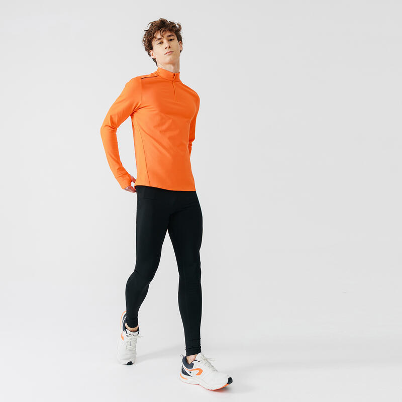 Pánské běžecké tričko s dlouhým rukávem a zipem u krku/mikina Run Warm