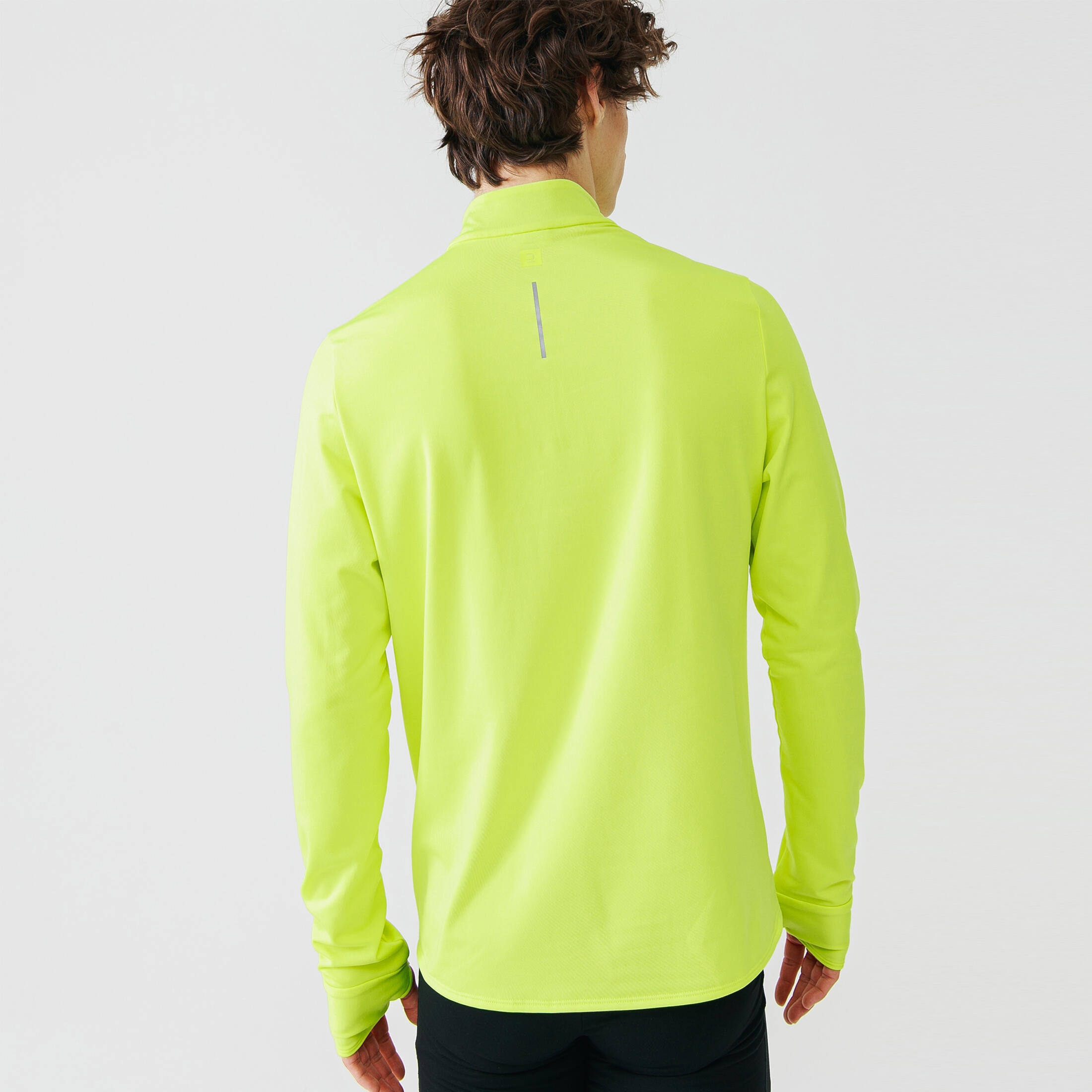 MEN'S WARM LONG-SLEEVED RUNNING T-SHIRT - NEON YELLOW 2/8