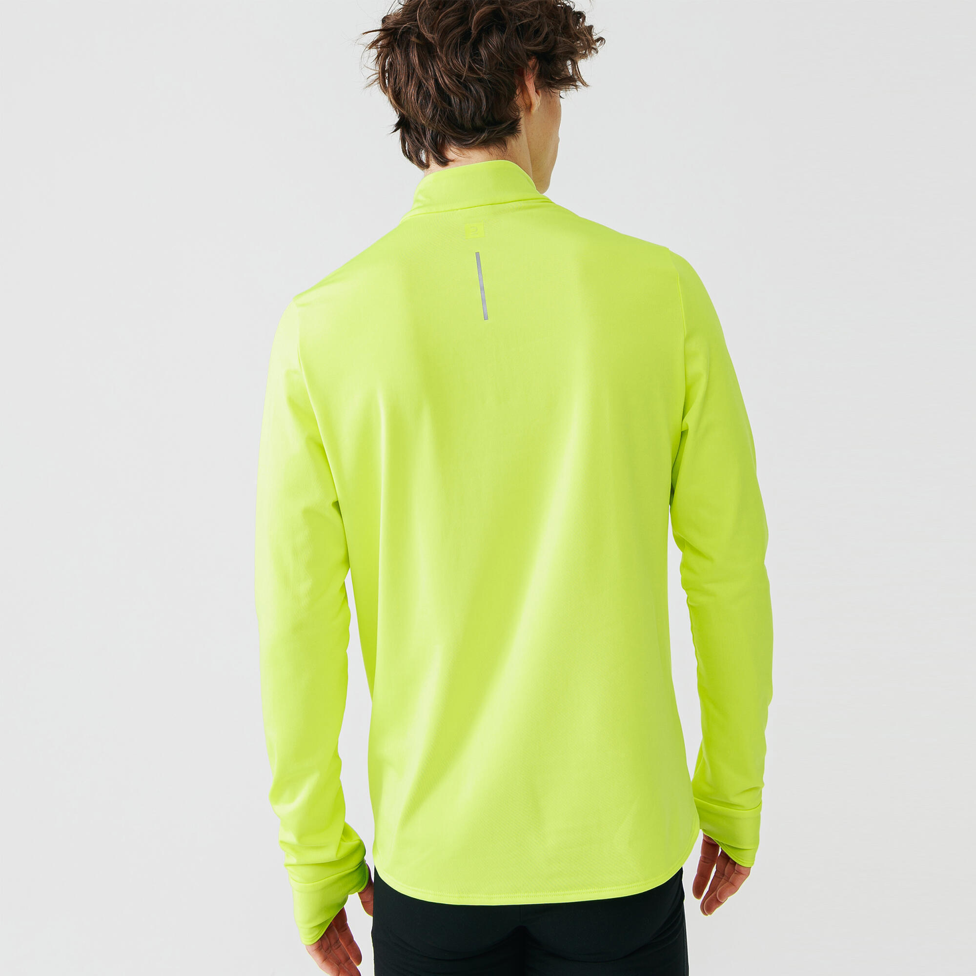 MEN'S WARM LONG-SLEEVED RUNNING TEE SHIRT KALENJI NEON YELLOW