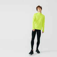 KALENJI MEN'S WARM LONG-SLEEVED RUNNING T-SHIRT - NEON YELLOW