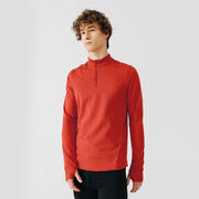 Men's Warm Long-Sleeved Running T-shirt- Brick Red