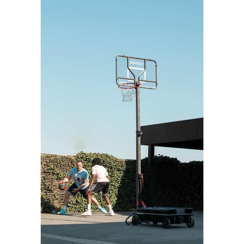 Inklapbare basketbalpaal B500 Easy Box op wielen verstelbaar 2,40 m tot 3,05 m