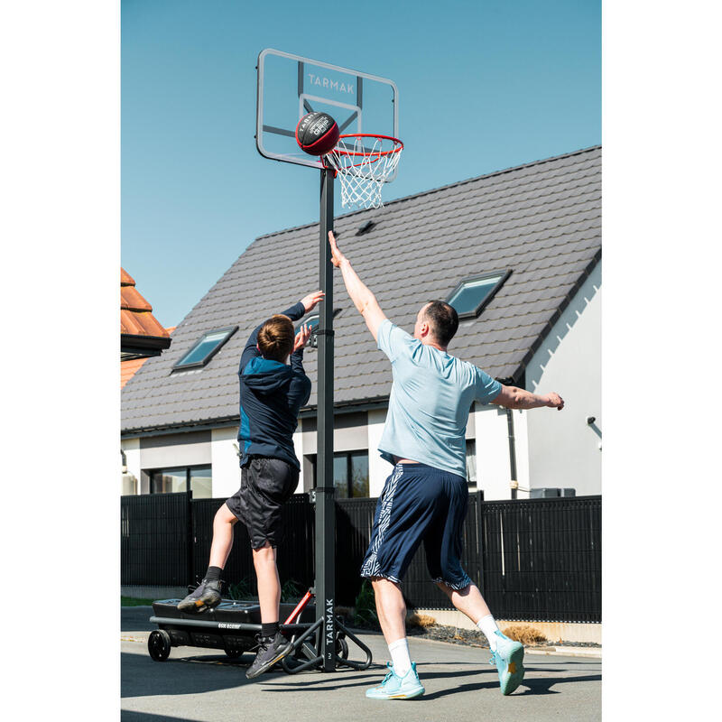 Inklapbare basketbalpaal B500 Easy Box op wielen verstelbaar 2,40 m tot 3,05 m