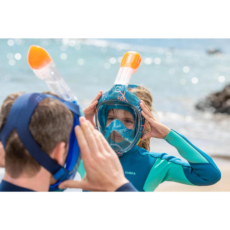 Mască Easybreath 500 snorkeling la suprafață XS Corai Copii 6-10 ani
