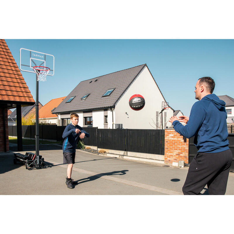 Inklapbare basketbalpaal B500 Easy Box op wielen verstelbaar 2,40 m tot 3,05 m