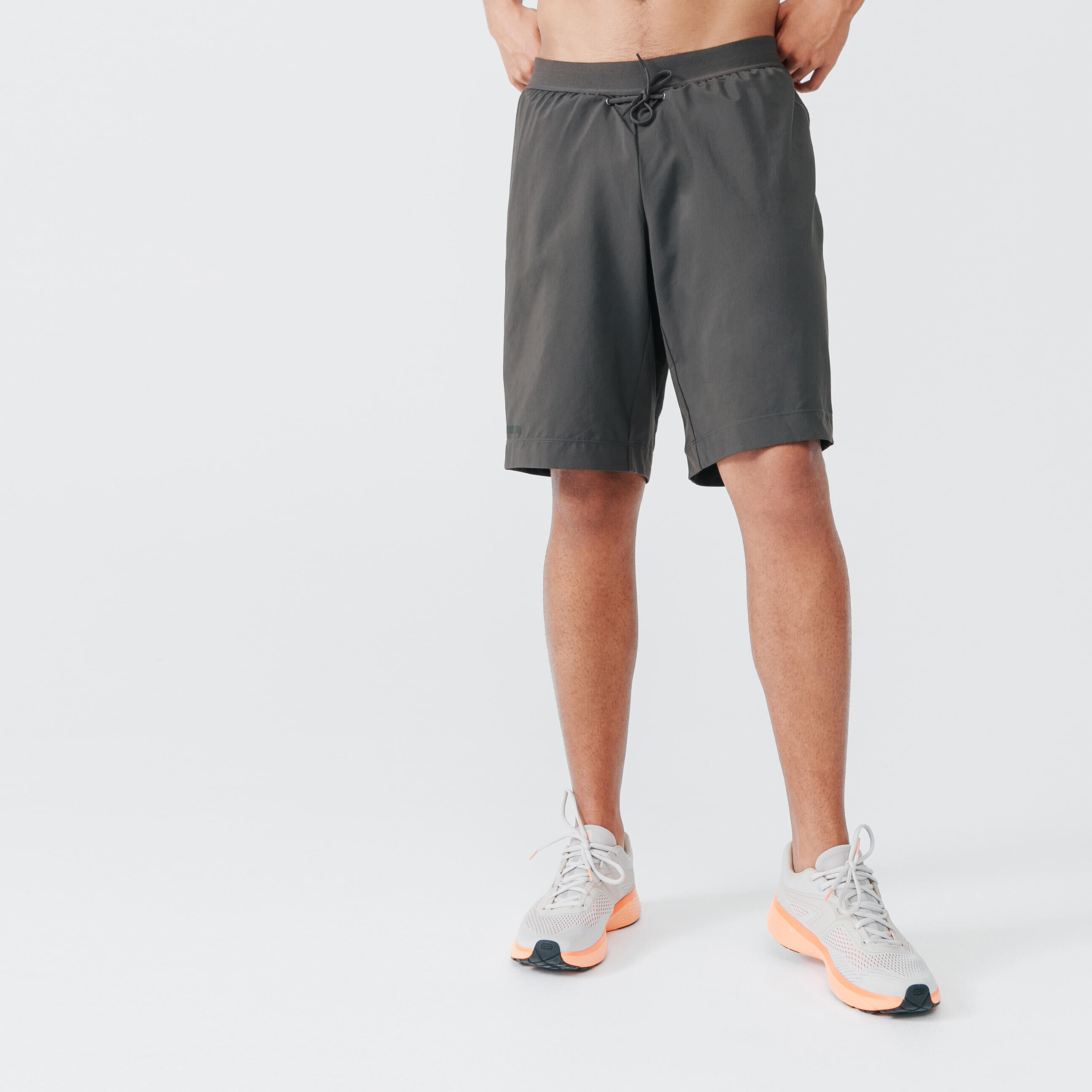 KALENJI Kalenji Dry+ Men's Running 2-in-1 Shorts With Boxer - Dark Khaki