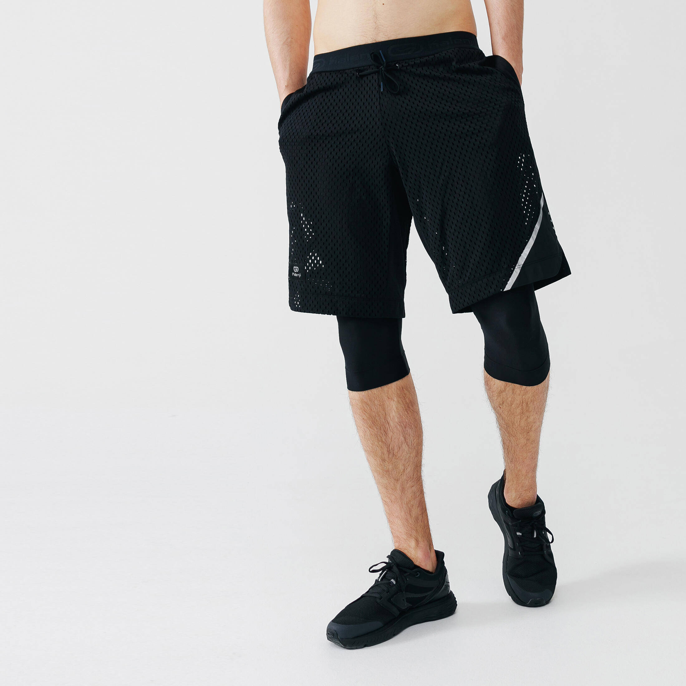 KALENJI DRY+ 2-IN-1 MEN'S BREATHABLE LONG RUNNING SHORTS -  1