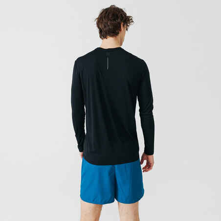 Sun Protect men's breathable long-sleeved running T-shirt - black