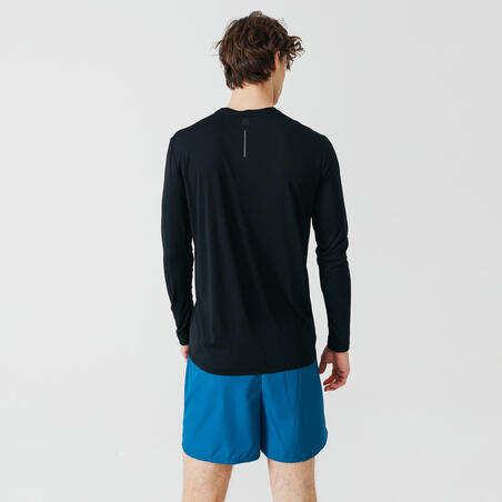 Чоловіча футболка Sun Protect з довгим руквом для бігу - Чорна