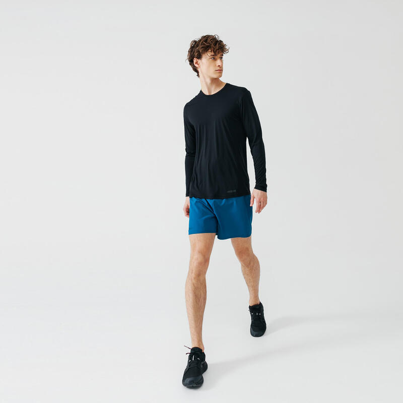 Men's Running Breathable Long-Sleeved T-shirt Sun Protect - black