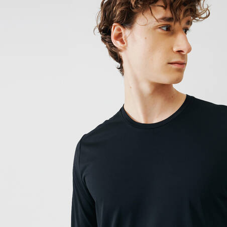Men's Running Long-sleeved T-shirt UV Protection (UPF 50+)  Black