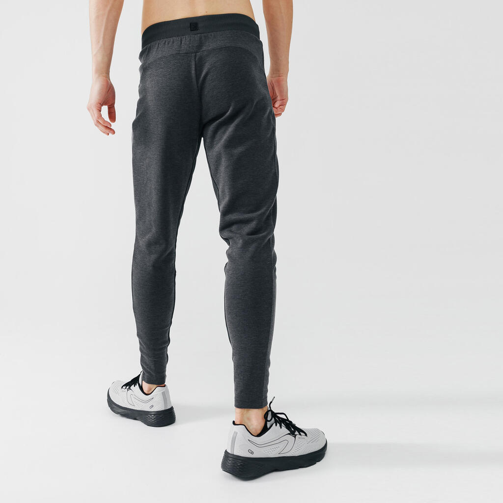 KALENJI WARM + MEN'S RUNNING TROUSERS - DARK KHAKI