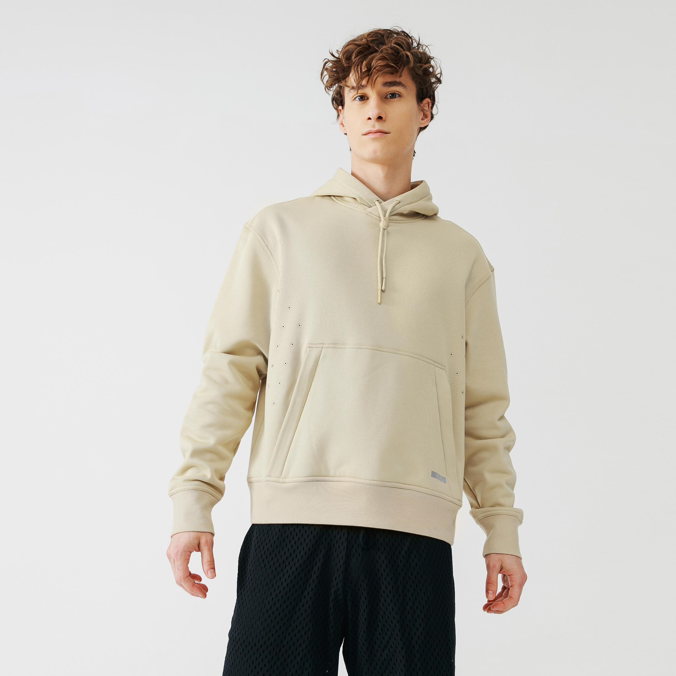 Men's warm running hoodie - Warm 500 - Beige 1/14