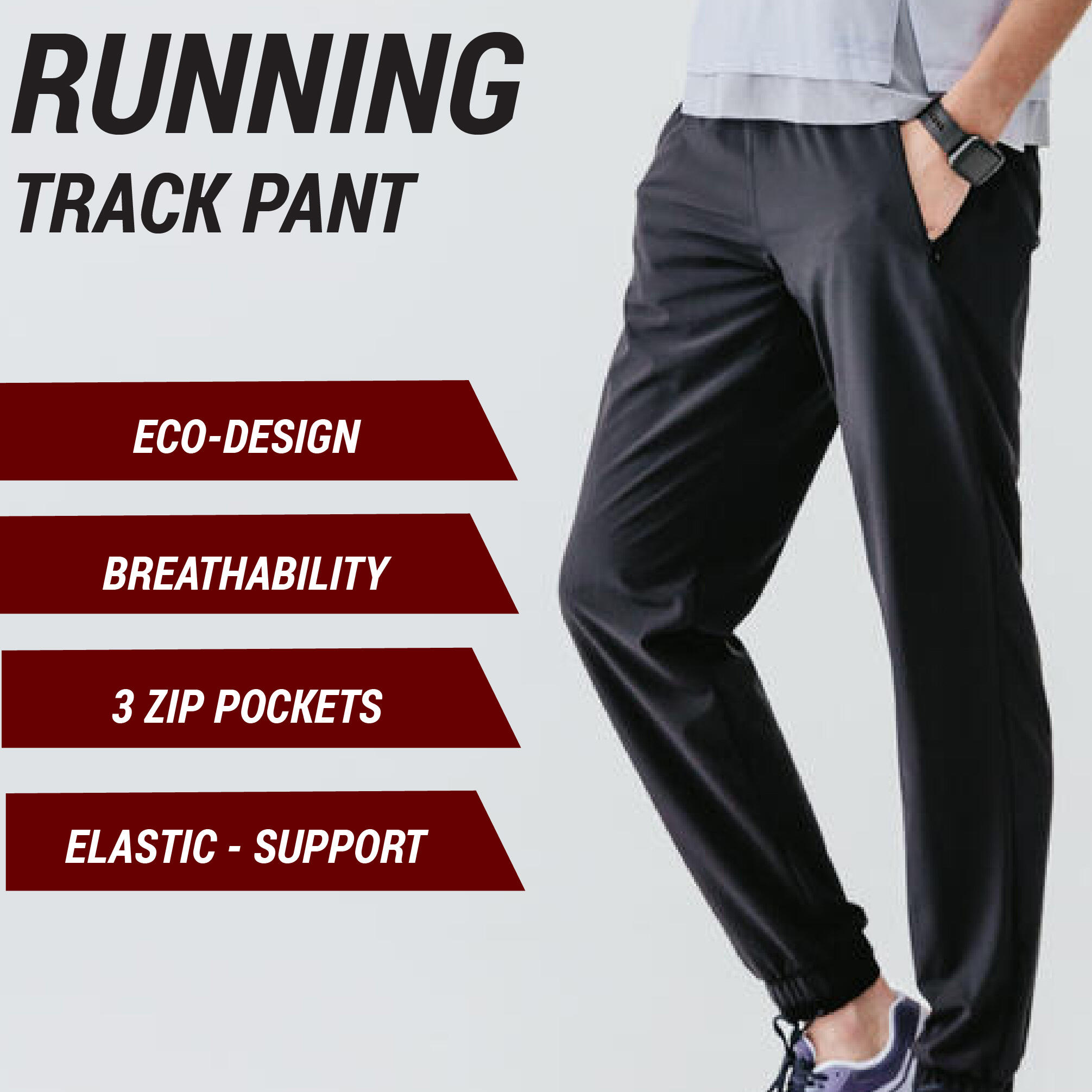 Pantaloni running donna RUN 500 DRY neri 5/34