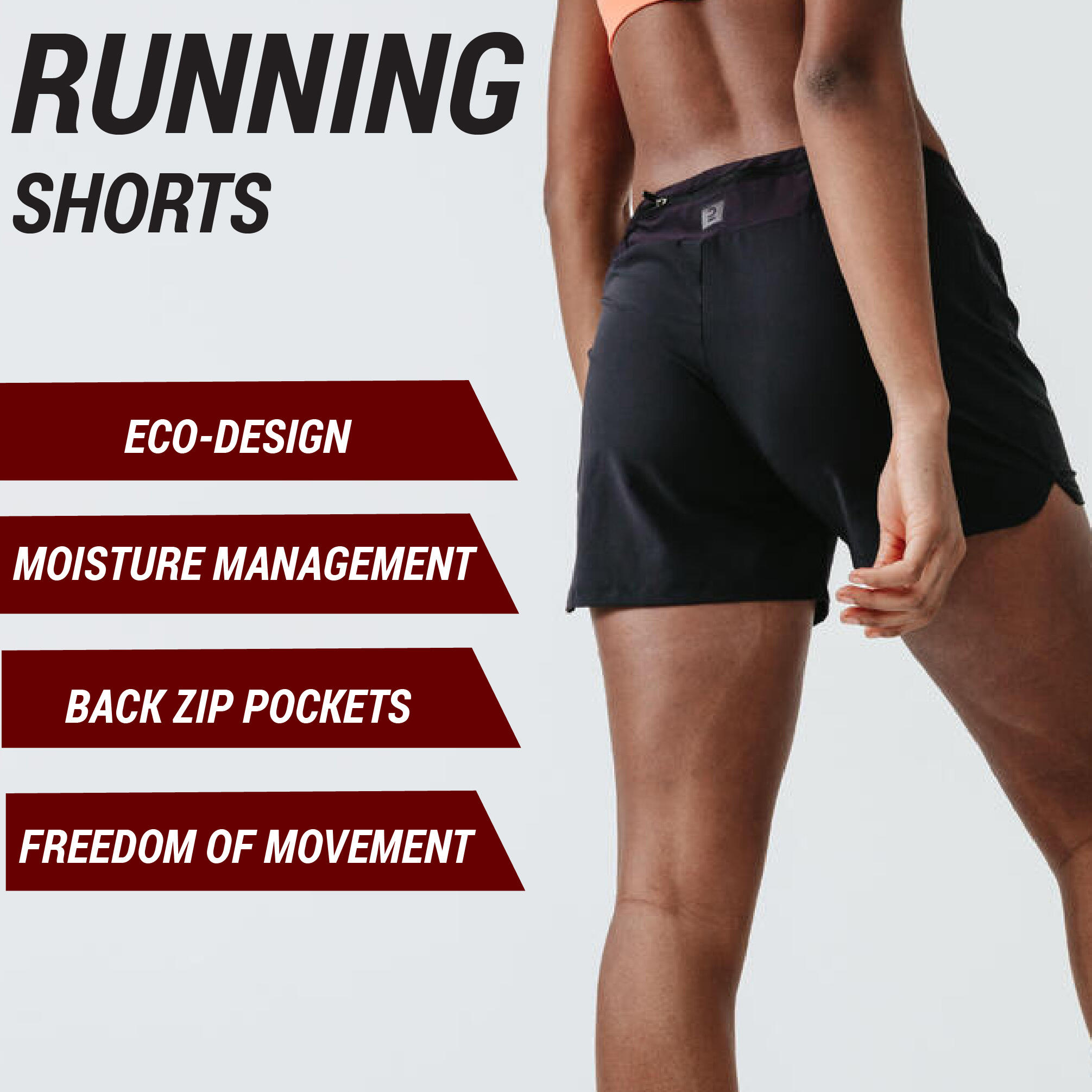 Women's running shorts - KIPRUN Run 100 black