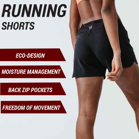 Women's Running Shorts - KIPRUN Run 100 Black