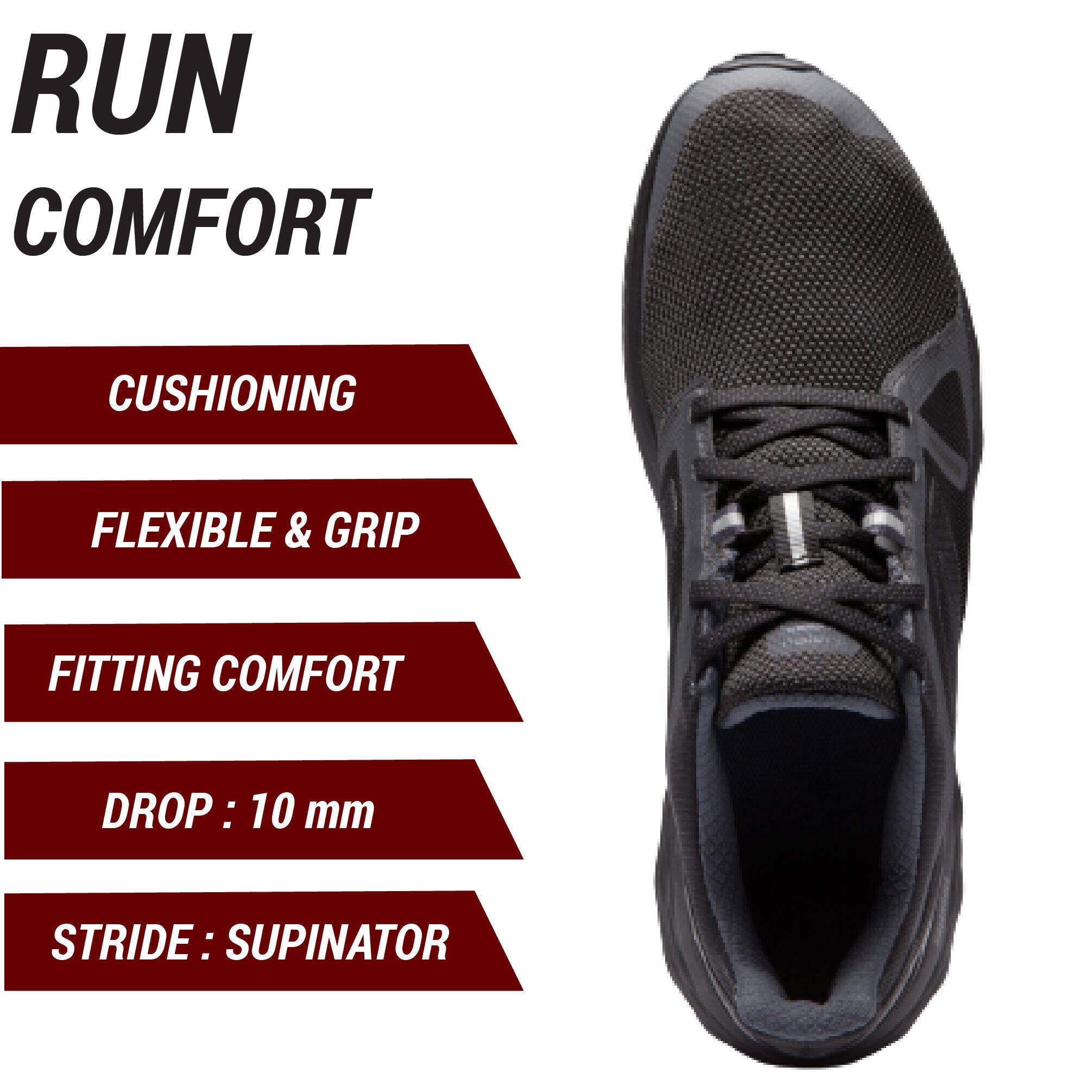 Men's Running Shoes Run Comfort - Black -  4