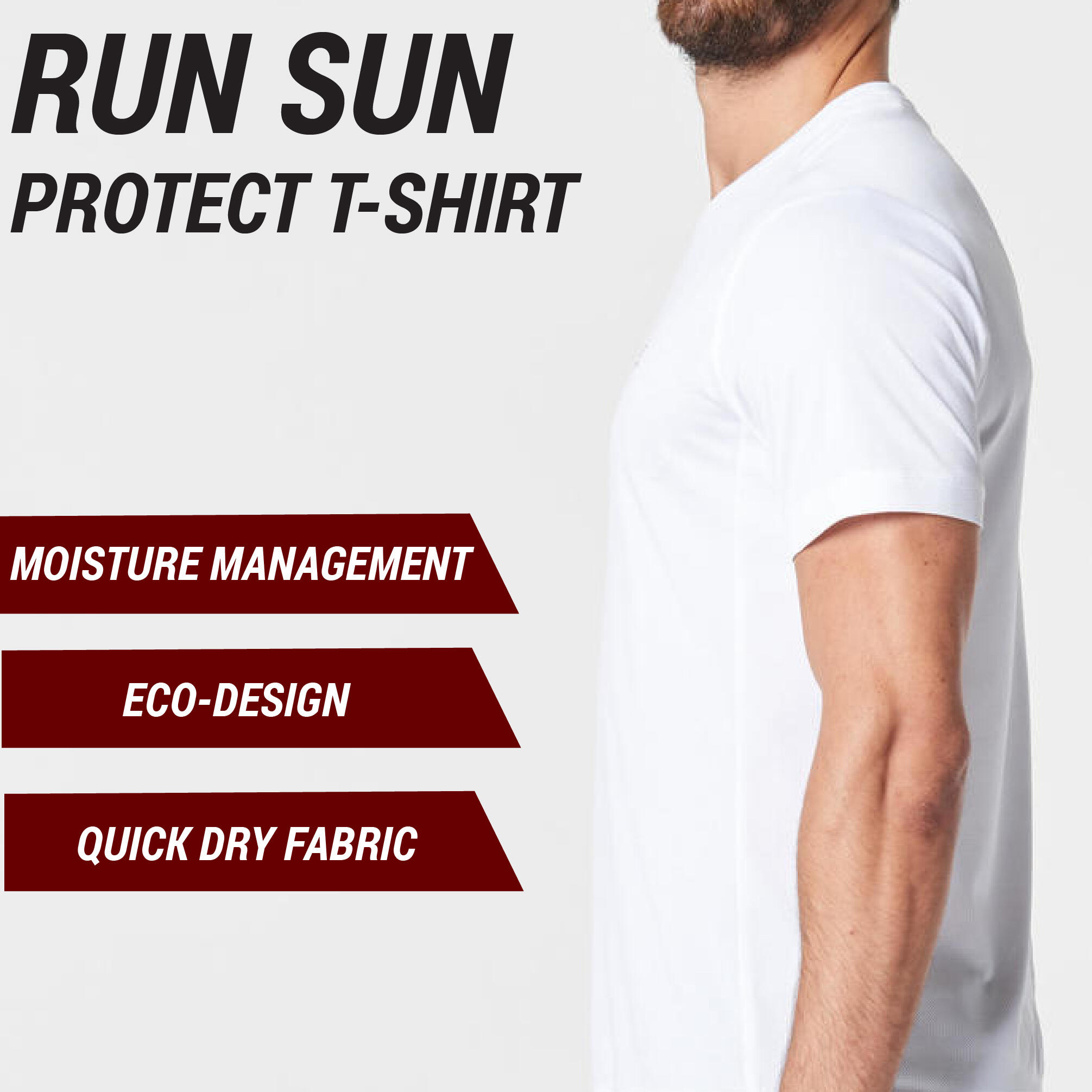 Gebraucht - Laufshirt kurzarm Herren atmungsaktiv - Run 100 Dry weiss 17/21
