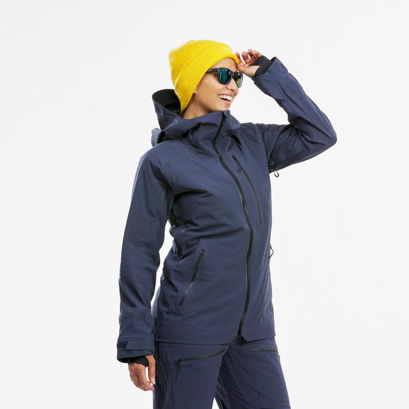 Chaqueta de esquí y nieve impermeable mujer Wedze FR 500 azul marino
