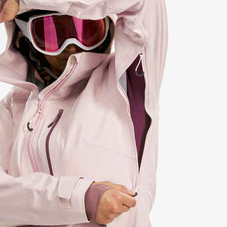 Chaqueta de esquí y nieve impermeable mujer Wedze FR 500 rosa claro