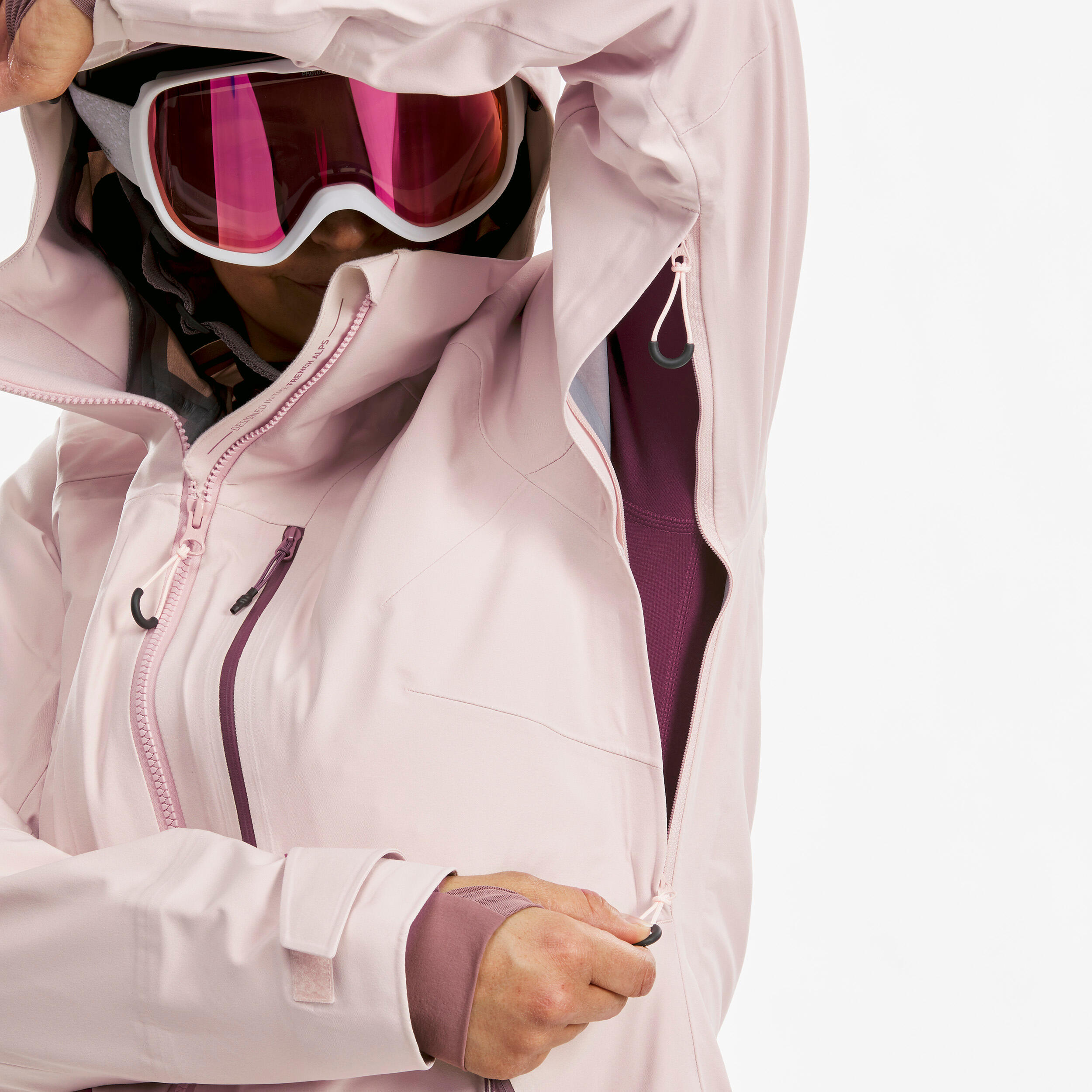 WOMEN’S SKI JACKET FR 500 - PINK 11/19